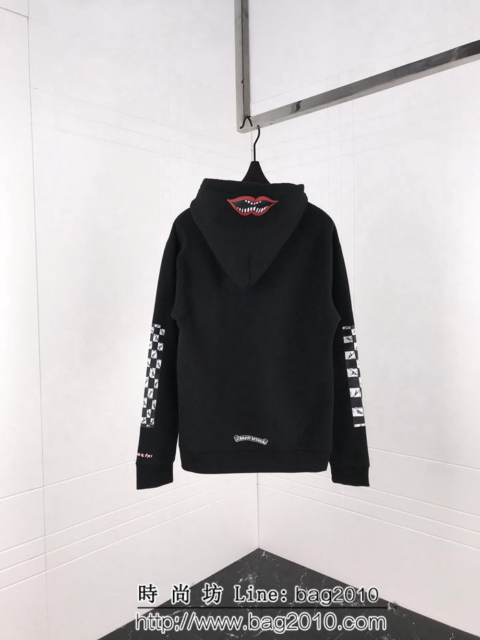 Chrome hearts 克羅心 18ss秋冬新款 梵文印花圖案 加絨加厚連帽衛衣 情侶款 ydi1297